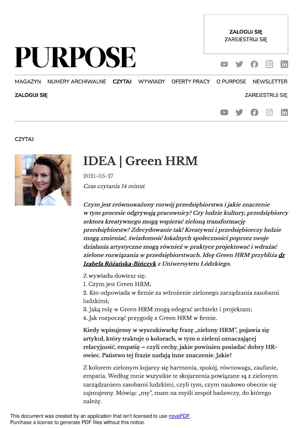 IDEA _ Green HRM - PURPOSE